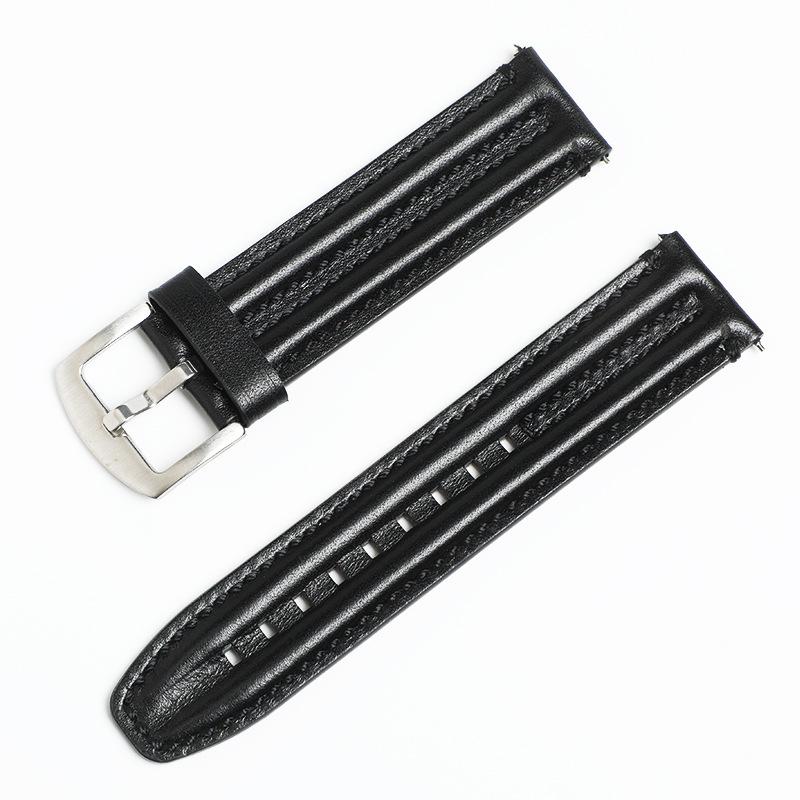 Calfskin Switch Ear Strap 20mm22mm Double Bone Three-dimensional Leather Watch Strap Personalized Accessories 20mm чёрный