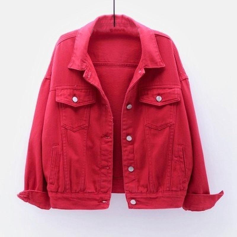 Spring New Color denimjakke Kort koreansk løs langermet jakke for kvinner Studenttopp