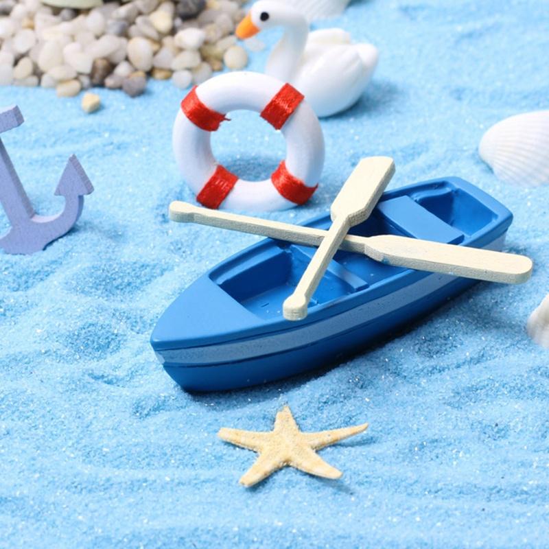Boat Blue With Oars For Fairy Garden Terrarium Beach Coastal Minature синий