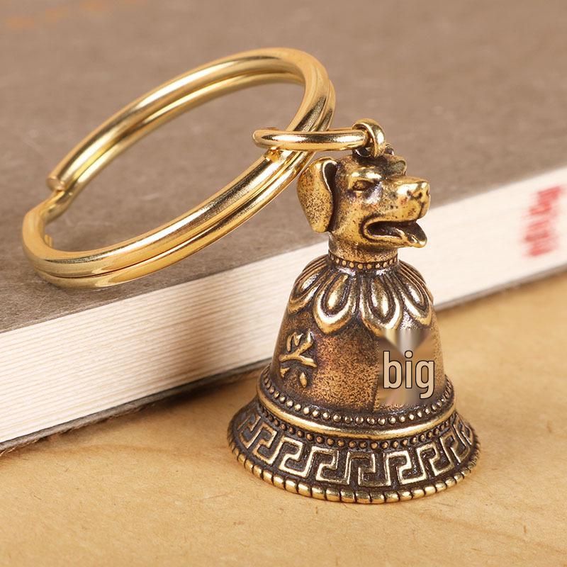 Personalized Zodiac Animal Brass Keychain with Copper Bell Pendant