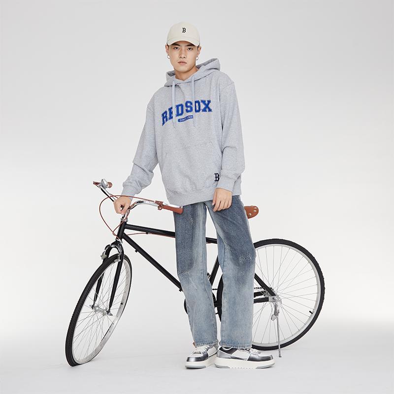 MLB College Style Series Sweatshirts Unisex Gray Hooded Moderate Regular 3AHDV0134-43MGS