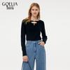 GOELIA Women's Tencel Hollow-out Knit Sweater