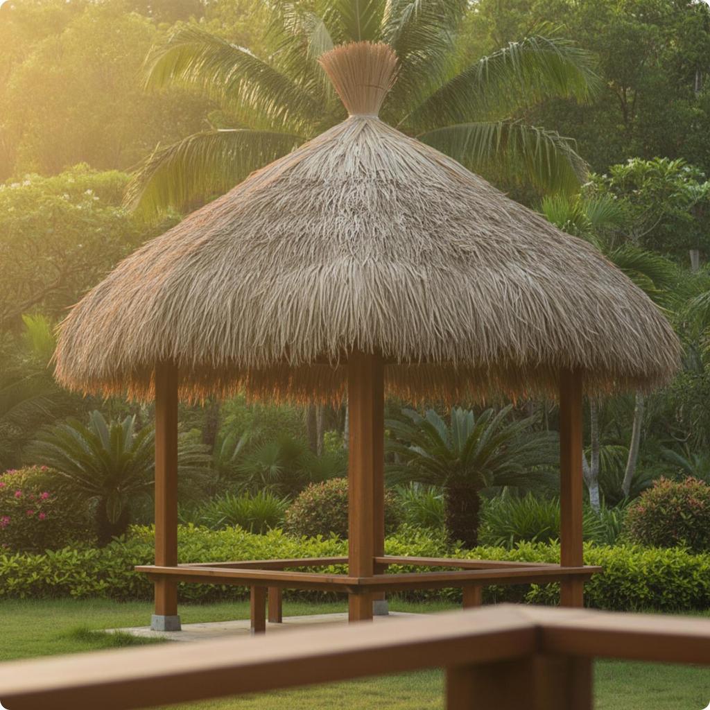 Artificial Thatch Effortless Installation To Install Synthetic Grass Panel with Mounting Band Dense
