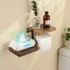 Wooden Wall Mounted Toilet Paper Holder High Load-bearing Space Saving Bathroom Wall Mounted Shelf Stable Countertop Organizer