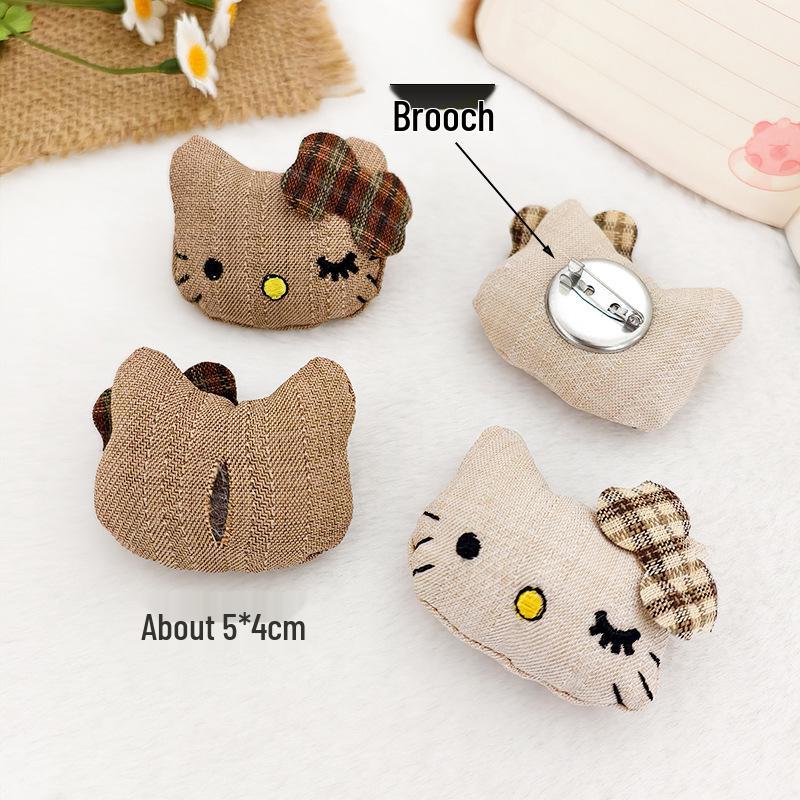 Adorable Cartoon Kitten Bow DIY Brooch & Hair Accessories for Kids' Clothing, Shoes, and Socks