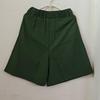 Summer Elastic Waist Cotton-Linen Capris with Wide Legs and Retro Solid Color