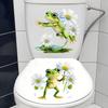 Cartoon Funny Frog And Daisy Toilet Sticker Waterproof Self Adhesive Bathroom Decor