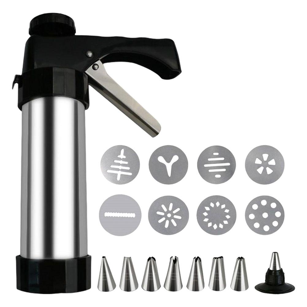 Edelstahl-Plätzchenpressen-Set mit 8 Plätzchenscheiben und Düsen für müheloses DIY-Keksbacken zu Hause