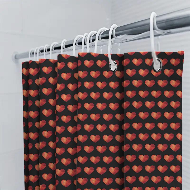 Red Heart Shape Shower Curtain Waterproof Printed Decorative Bathroom Shower Cellophane Curtains For Home Decor