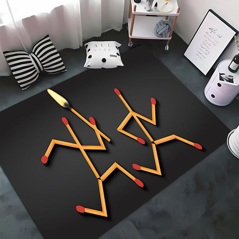 

Naughty Matchstick 3D HD Cartoon Rug Non-slip Floor Mat for Kids Living Room Bedroom Sofa Kitchen Decor 40x60cm (16x24in)
