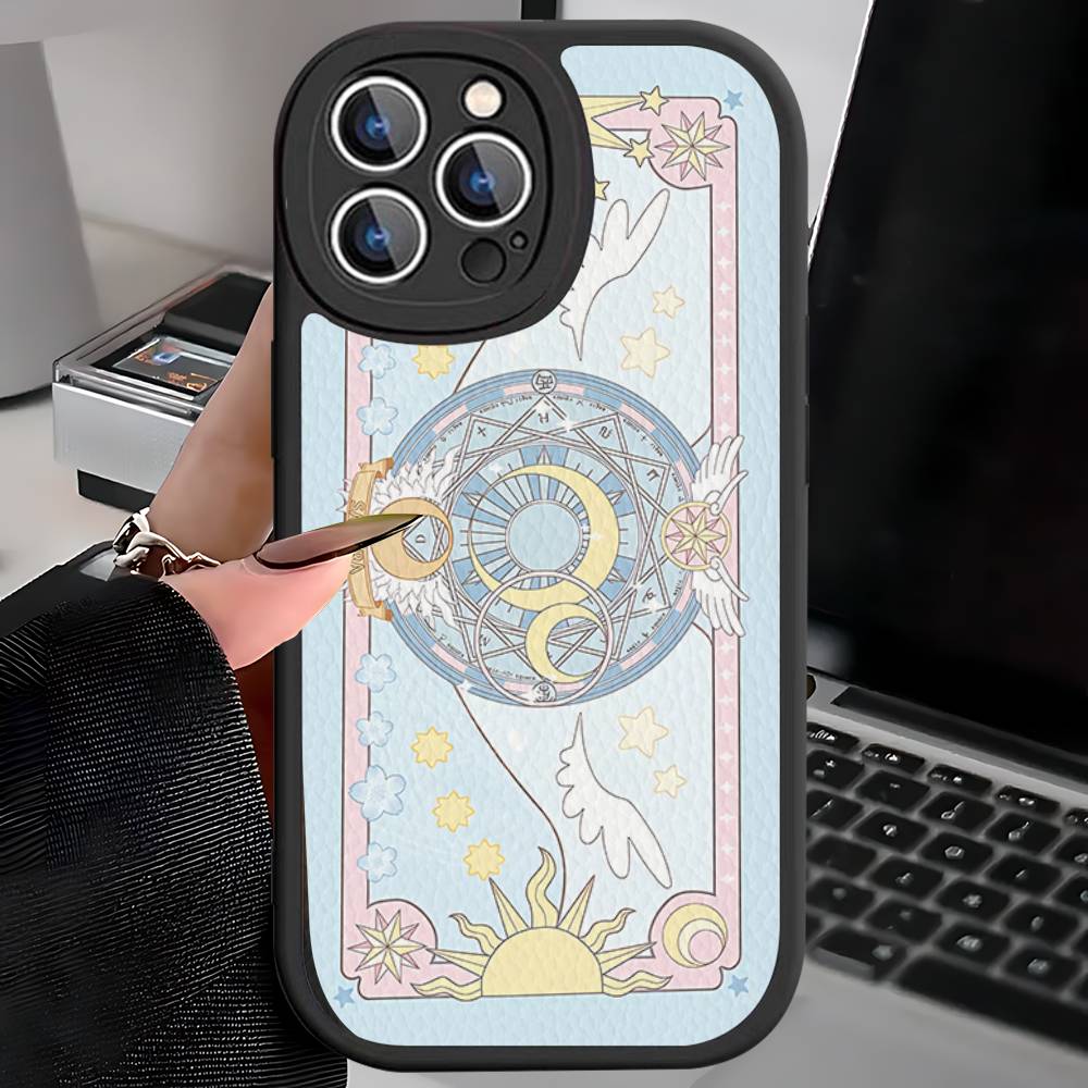 C-Cardcaptor Sakura Phone Case for iPhone 16 15 14 11 12 13 Pro Max Plus Back Leather Shell