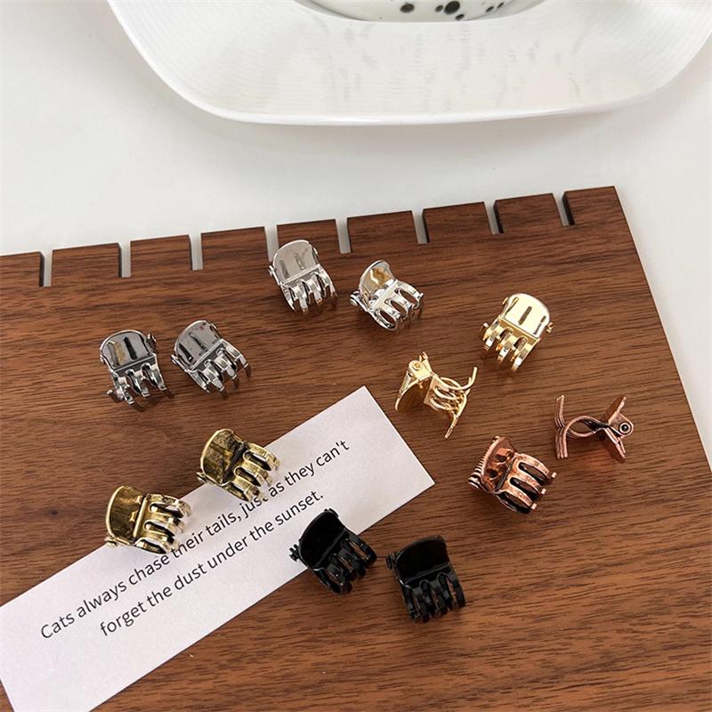 Womens Vintage Gold Silver Bronze Metal Small Hair Claws Girl Sweet Mini Bangs Clip Hair Clips Hairpins Fashion Hair Accessories