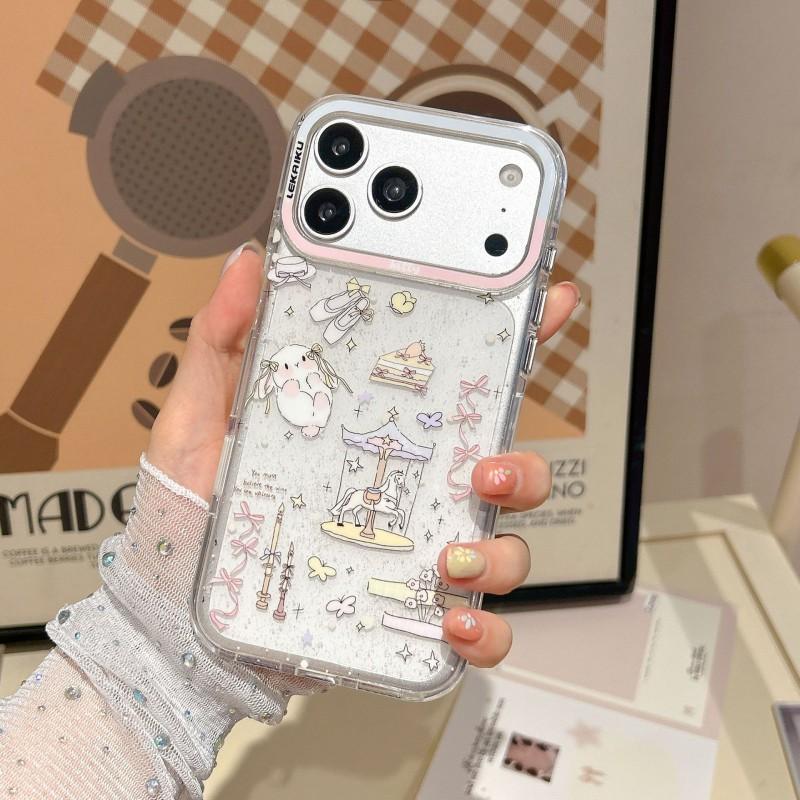 Cute Bear Cartoon Phone Case IPhone 15 Pro Max 16 17 - IMD Back Cover Shockproof Scratch Resistant