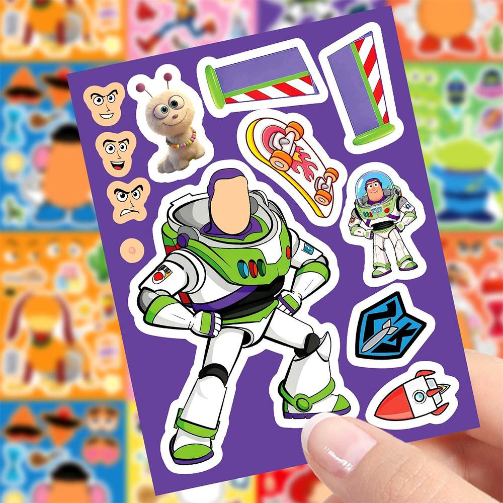 8/16Sheets Puzzle Stickers Game Make a Face DIY Assemble Jigsaw Toys Theme Party Decoration Decals Gifts