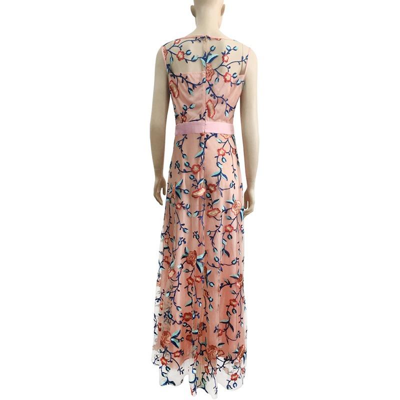 Women's Fashion Fashion Sleeveless Evening Gown Embroidery Women's Swing Dress