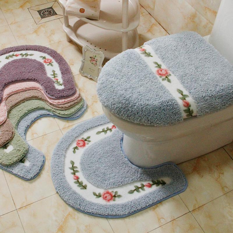 Pastorable Style Non-slip Water Absorption U Shaped Toilet Rug