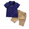 Baby Boy Anchor Pattern Button T-Shirt Clothes Cotton Comfortable Summer Breathable Short Sleeve + Shorts Casual Suit