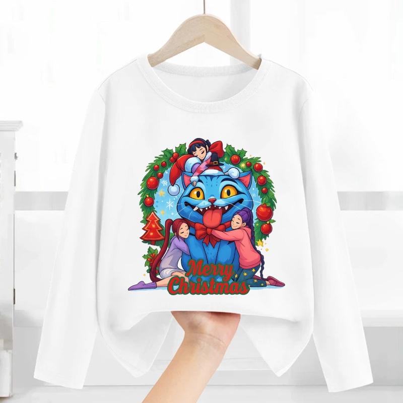 Merry Christmas Kpop Demon Hunters Print Fashion Kids T Shirt Casual Children Clothes Autumn Baby Boys Girls Long Sleeve T-shirt