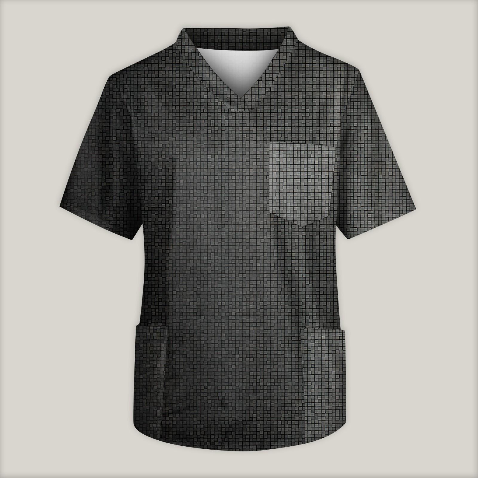 

Мужская рабочая блузка с короткими рукавами и v-образным вырезом с принтом, топ с нагрудным карманом XXXXL чёрный