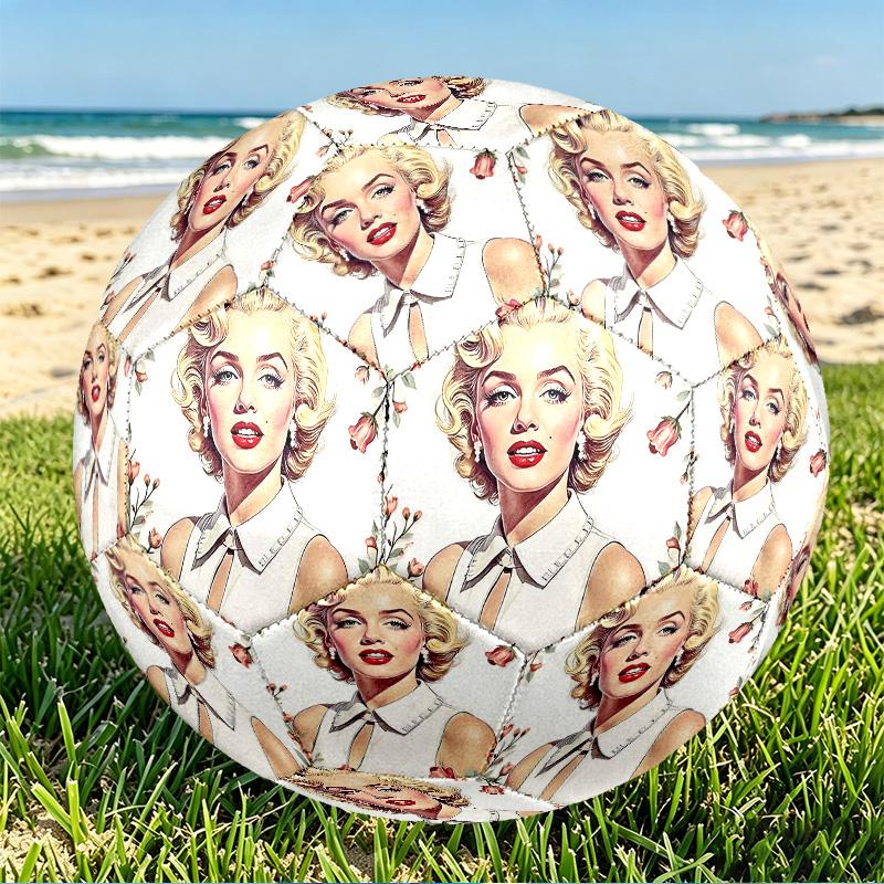 Marilyn Monroe Print Size 5 Soccer Ball, PU Wear Resistant Football for Match Training and Daily Practice, Birthday Gift for Soccer Fans