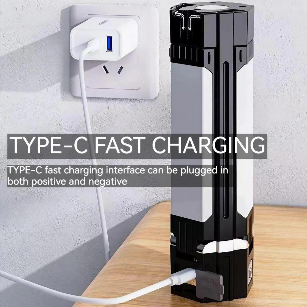 Lampă de camping pliabilă reîncărcabilă USB la 90°, portabilă și luminoasă, cu lanternă magnetică, proiector de lucru de urgență