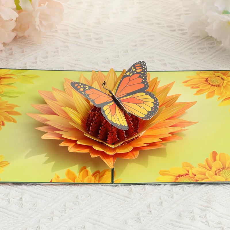 3D Handmade Mother's Day Card with Sunflower & Butterfly Design