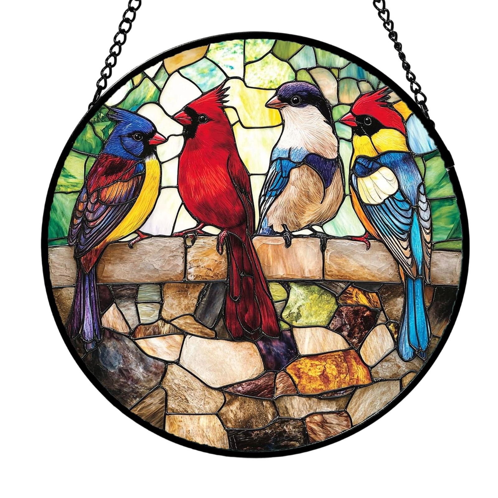

Stained Glass Window Hanging Puzzle Pendants Garden Kitchen Sunroom Home Décor One Size