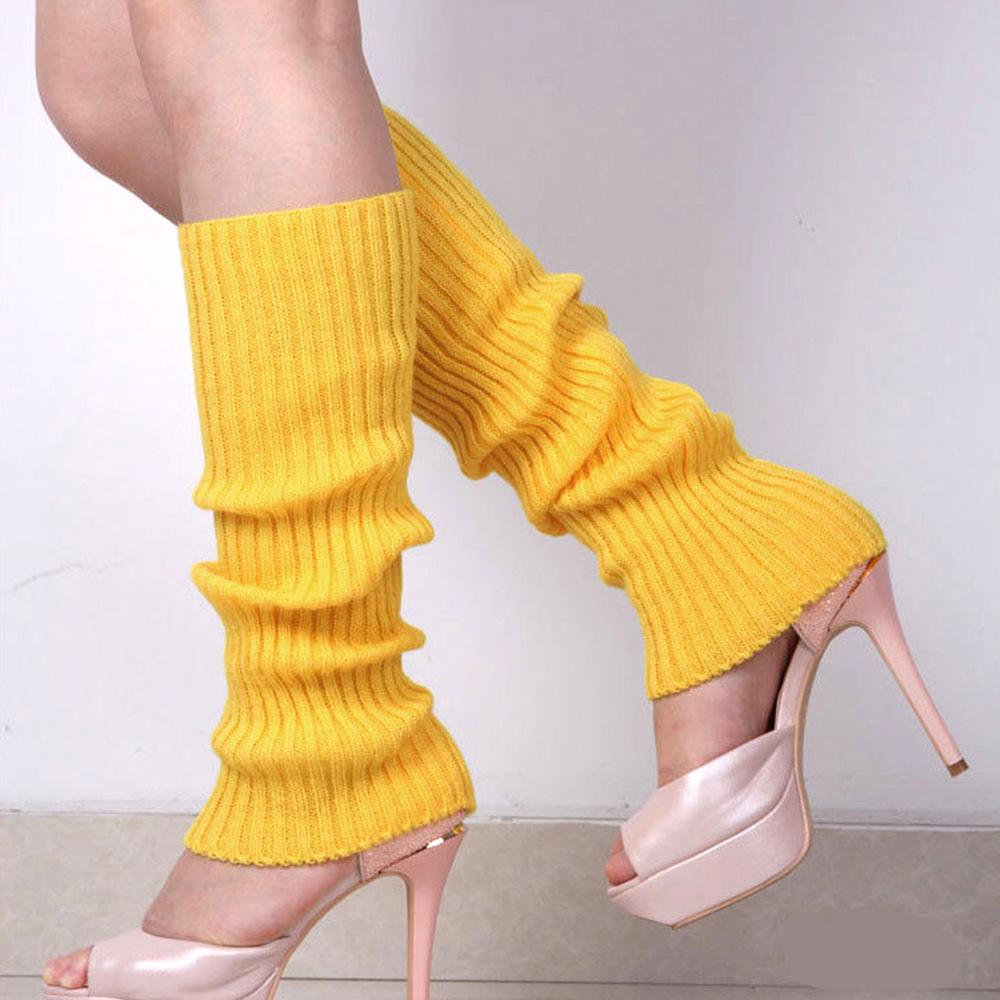 Winter Warm Knitted Leg Warmers Loose Style Lady Boot Knee Stockings Leggings Warm Boots Leg Punk Solid Black Cool Long Socks