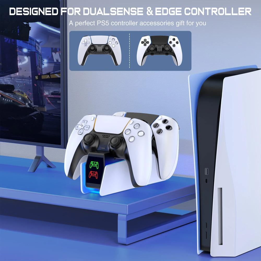 For PS5 Controller Charger DualSense Charging Station Dual Charging Dock Charger Stand for PlayStation5 Wireless Game Controller