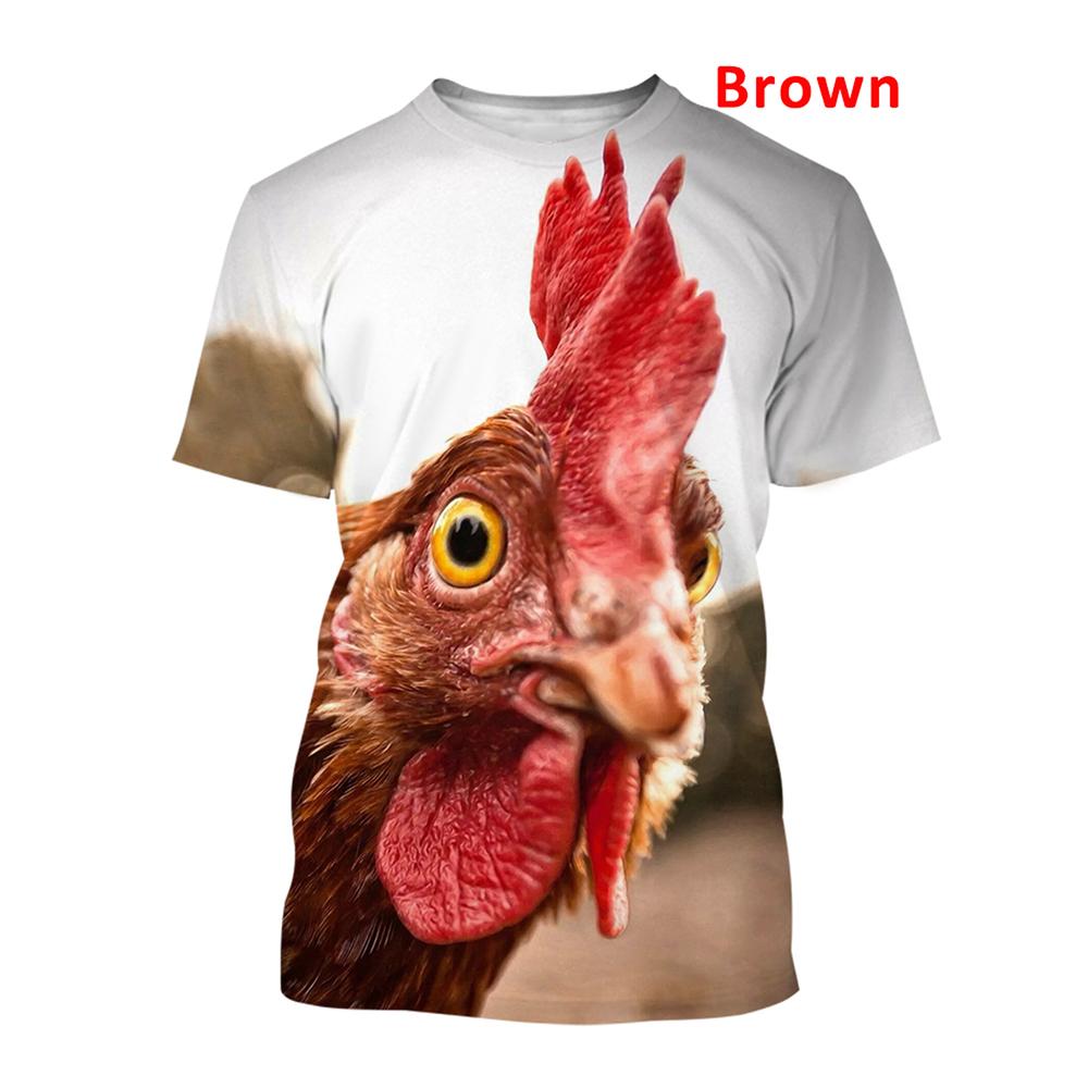 2025 Summer Fashion Graphic Chicken 3D Printing T-shirt Men's Short Sleeve Round Neck Unisex Funny Cool Chicken Tees Casual Tops