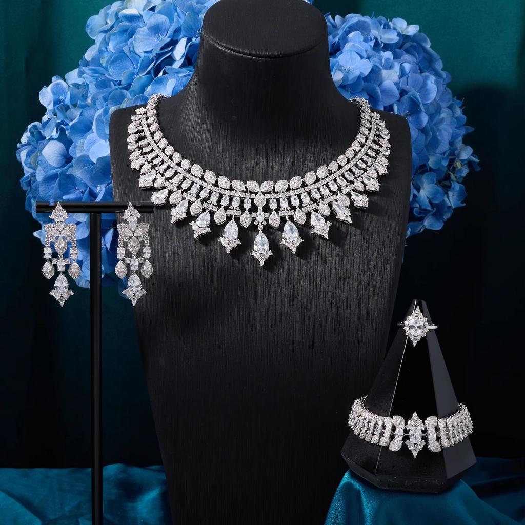 Women's necklace set cubic zirconia bridal jewelry Dubai wedding engagement party holiday jewelry accessories