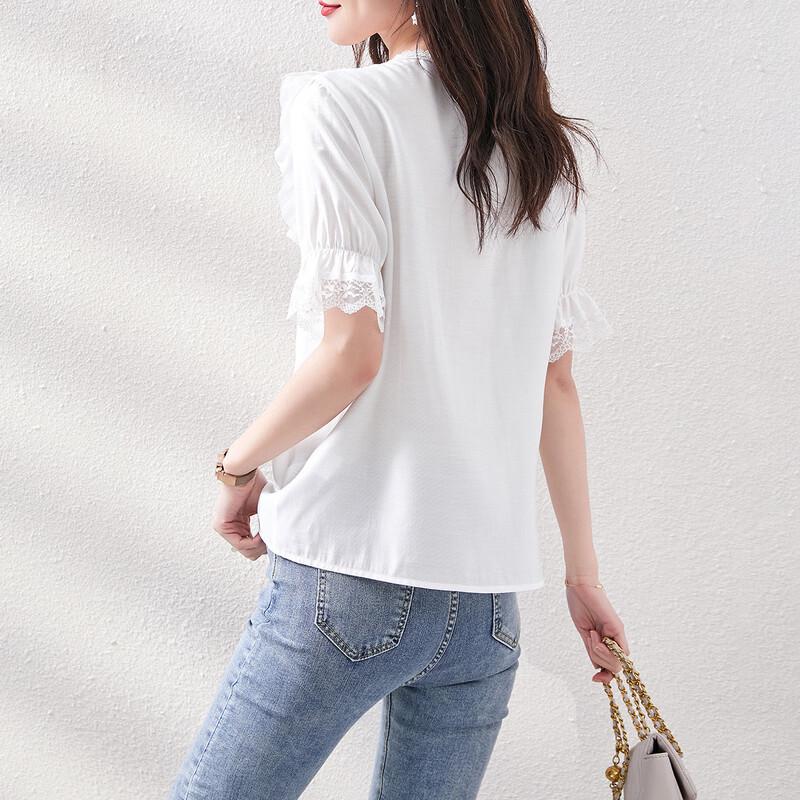 Srcr Women's Hollow Lace Short Sleeve T-Shirt