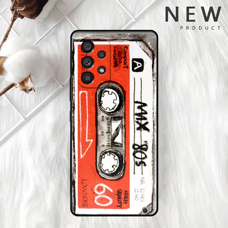 Mixtape Vintage Magnetic Tape Cassette Audio Case For Samsung Galaxy A54 A52 A14 5G A53 A12 A13 A71 A23 A34 A33 A21s Phone Cover
