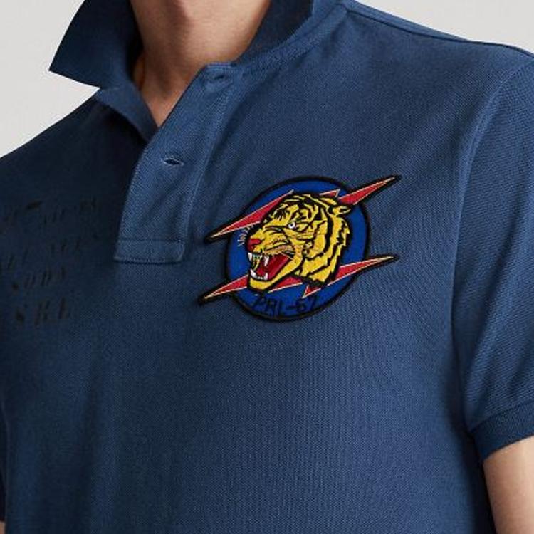 Polo Ralph Lauren Tiger Brodert Pullover Kort Ermet Poloskjorte Herre poloskjorter Marineblå 710798087-001