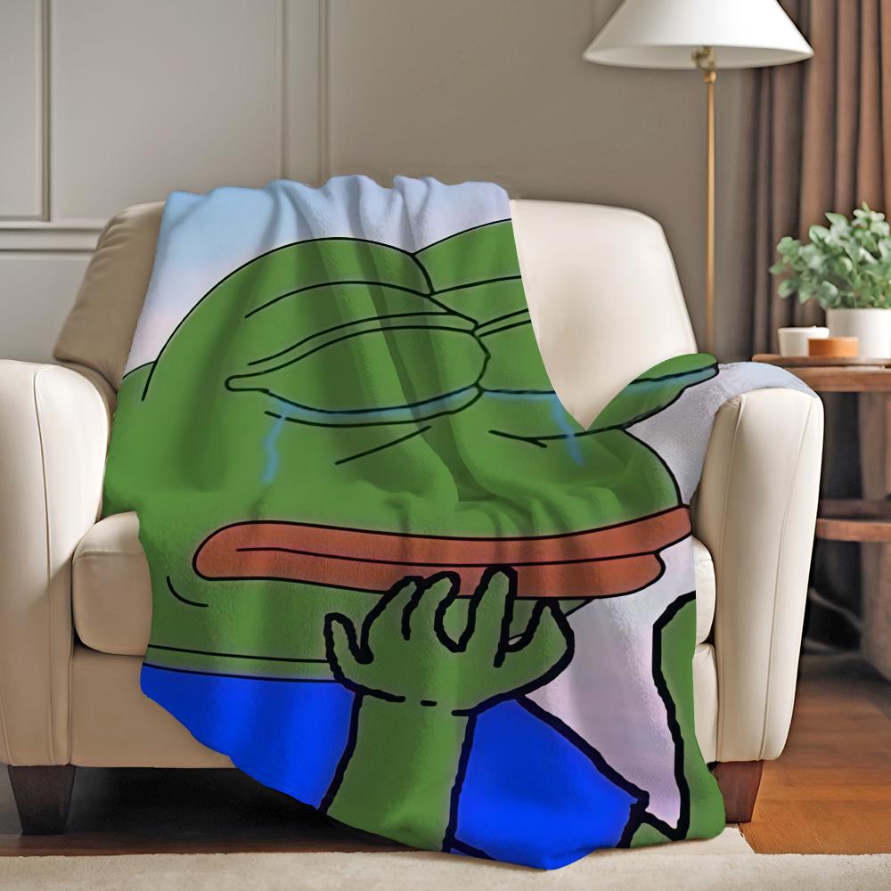 Funny Emoticons P Pepe the F Frog Blanket For Sofa Office Bed Plane Travel Sleep Read Relax Camping Soft And Warm