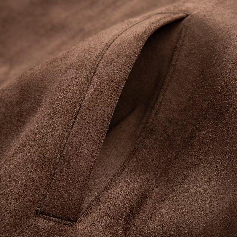 Kaslead New Women clothes Western Style Fashion Simple and Versatile Loose Suede Jacket