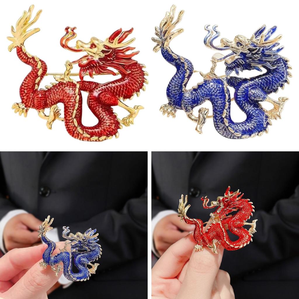 Dragon Brooch Animal Lapel Pin Fashion Jewelry Alloy Carving Artistic Style Suitable for