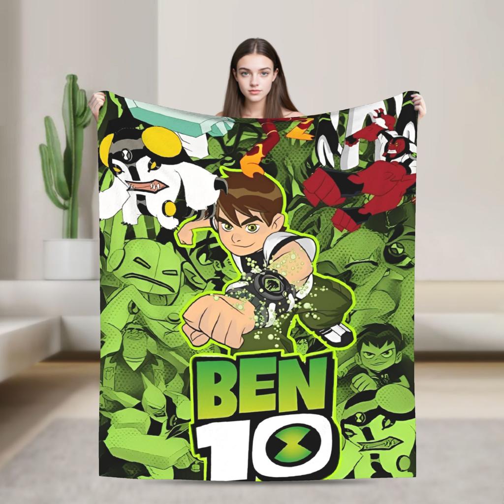 Ben 10 Omnitrix Unleashed Flannel Blankets  Warm Soft Bedding Throws for Couch Bed Picnic Aesthetic Bedspread Sofa Bed Cover