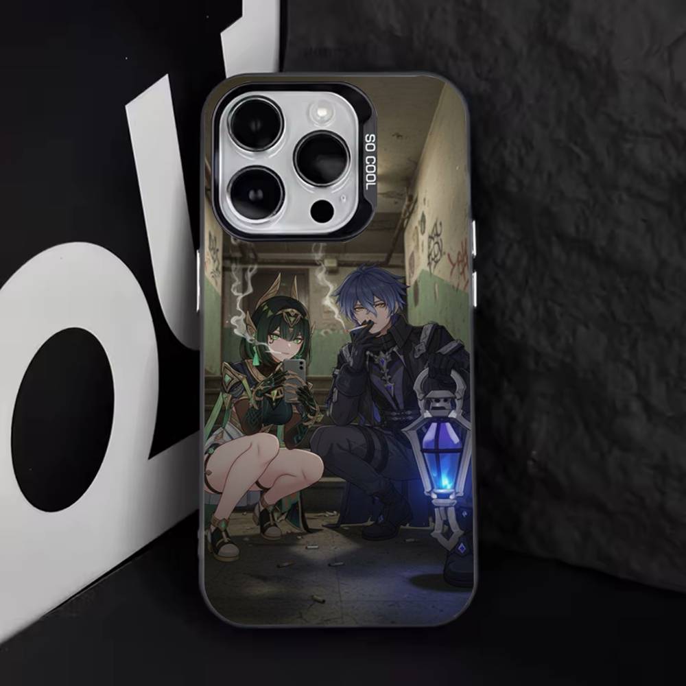 Genshin Impact F-Flins Phone Case For iPhone 17,16,15,14,13,12,11,Pro,Max,Plus,E,Air,Mini Black Tpu Cover