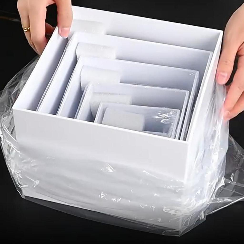 7x Acrylic Cube Display Box Riser 5 Sided for Collection Cosmetics Catering