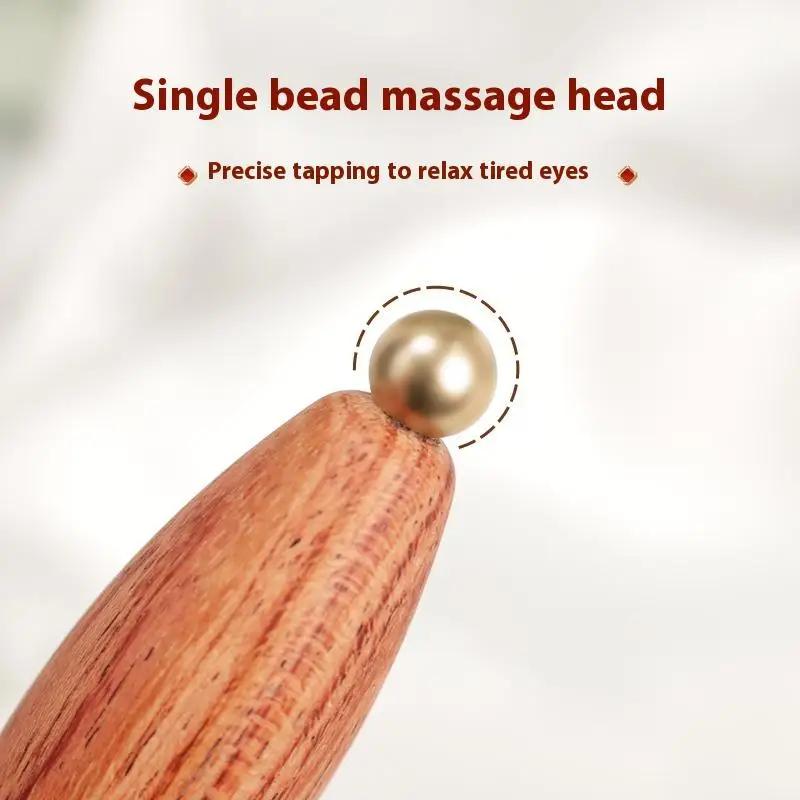 1pc Handheld Brass Lotus Eye Massage Stick Raw Wood Beauty Eye Relaxation Spot Meridians Acupoint Massage Facial Gua Sha Tools