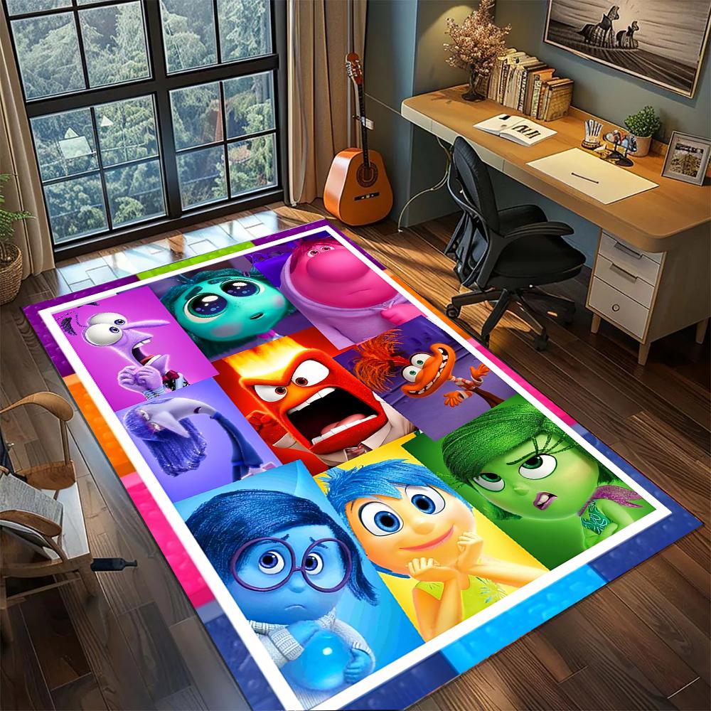 Cute Inside Out Emotions Rug Carpet Large Area Rug Non Slip Washable Floor Mat Gamer Room Bedroom Home Decor