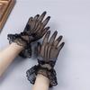 Xian Yi Lady Elastic Five-finger Fishing Net Hollow Bride Dance Bow Lace Gloves Perspective Mysterious Taste P8