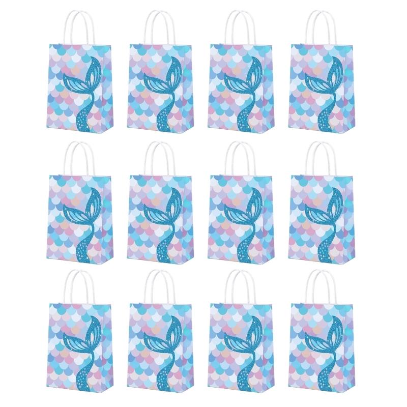 12Pcs Party Gift Bags For Girls Birthday And Celebration In Colorful Designing Birthday Gift Bag синий