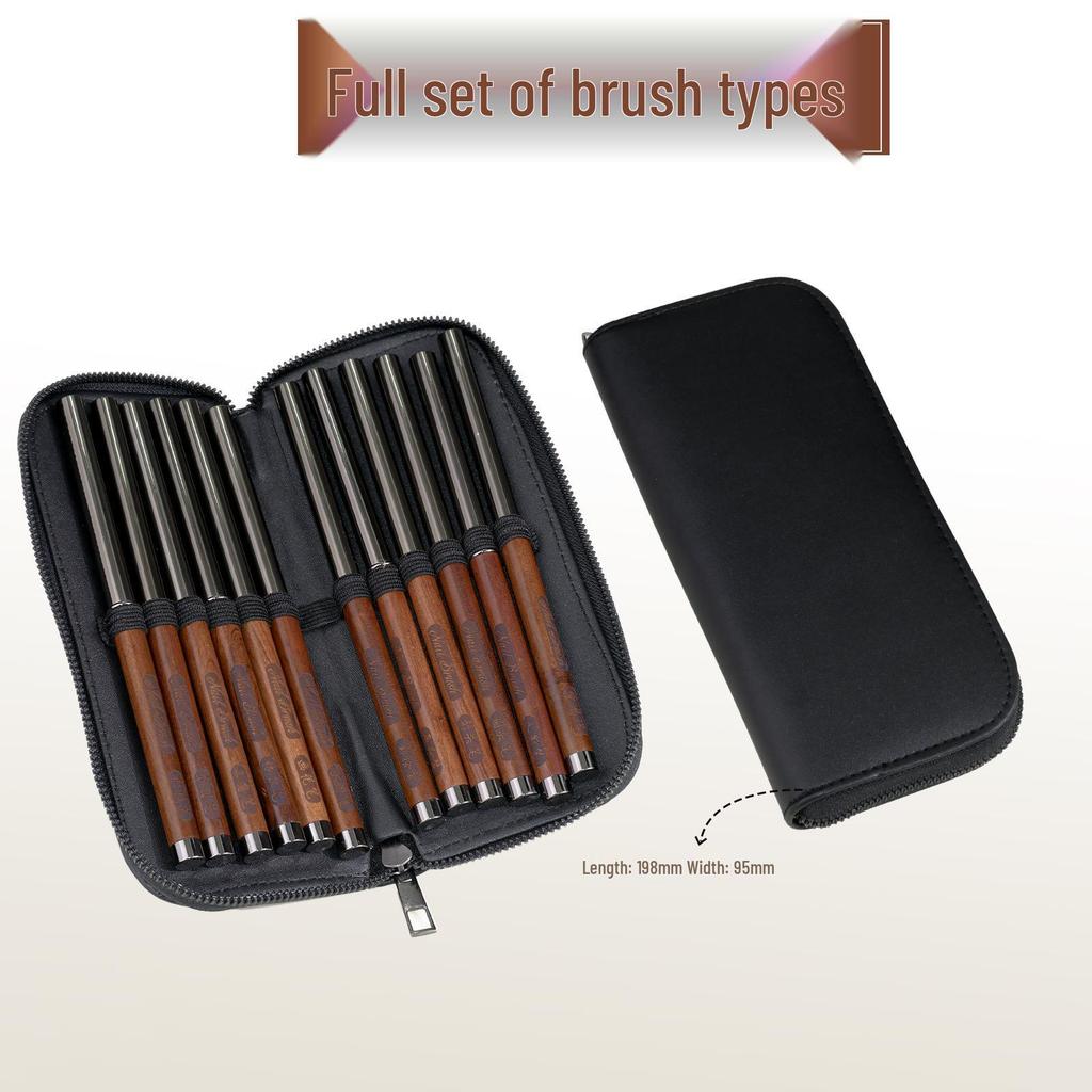 Sandalwood Nail Art Gel Pen Set: Round & Flat Tips for Painting, Drawing, and French Designs