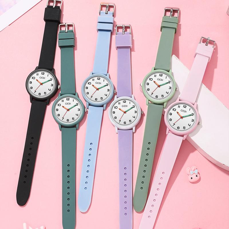 Simple Student Civil Service Exam Special Watch Candy Color Silicone Watch Women'S Pencil Needle Quartz Watch
