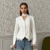 Elegant Lace V Neck Waist Cinched Slim Fit Women Blazer Outerwear
