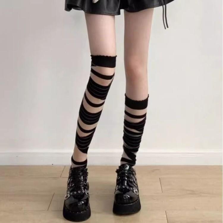 Lolita Soft Girl Cross Bandage Over-the-Knee Socks - Sweet & Cool High-Value Forest Style