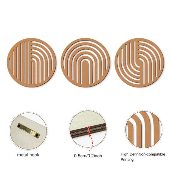 3 Pcs Minimalist Abstract Wall Art Modern Boho Half-circle Line Hollow Out Wall Decor Rustic Geometric Hanging Sign for Living Room Bedroom Office