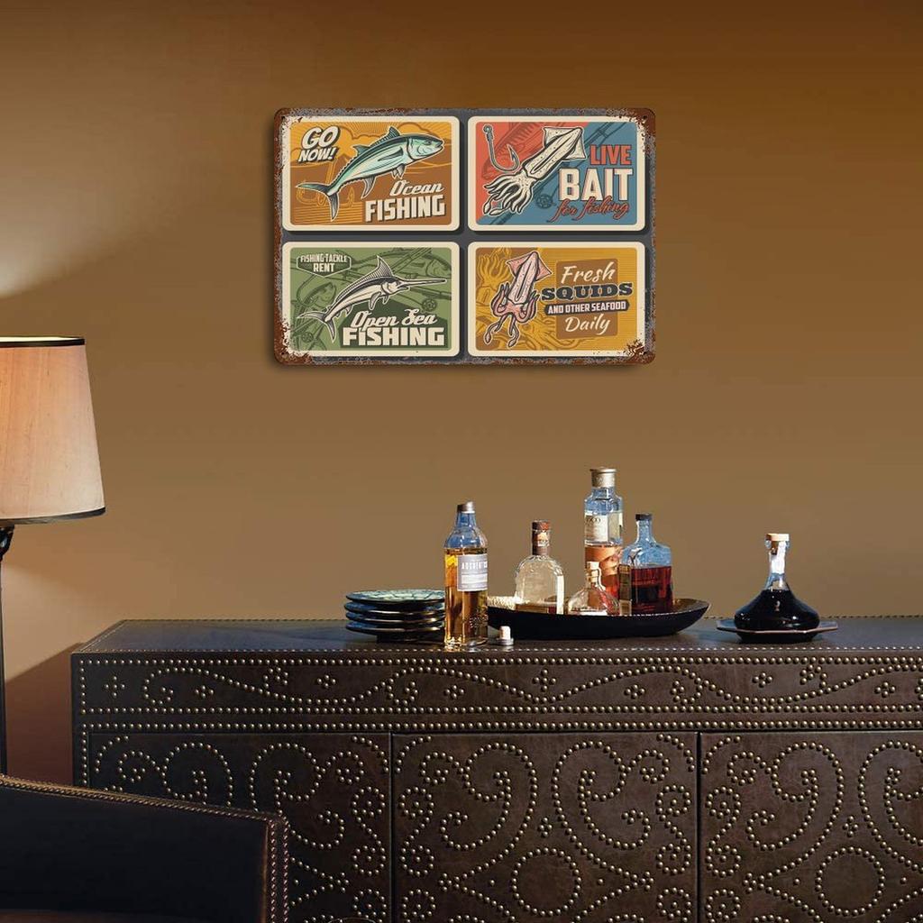 1-Pack Aged Vintage Wall Sign, 20×30cm and 30×40cm, Rustic Metal Decoration for Lounge, Pub or Kitchen